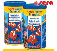 Set Di 2 Sera Marin Granulato Naturale 1000ML Cibo Per Pesci Di Mare