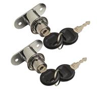 Set di 2 serrature a pistone per armadietti, in lega di zinco, con chiave diversa, con 4 chiavi per cassetti, armadi, porte, diametro cilindro 19 mm, finitura cromata, meccanismo di bloccaggio per