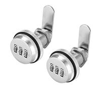 Set di 2 serrature di sicurezza con combinazione, con codice password, 3 cifre, senza chiave, in metallo, per la sicurezza di armadi, cassetti, cassette postali, porte, mobili (20 mm, argento)