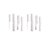 Set di 2 set da 4 pezzi con manico ergonomico per un'esperienza di pettinatura dei capelli più confortevole per tenere in mano il pettine in metallo, argento brillante