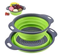 Set di 2 Setacci pieghevoli in silicone, Setaccio da cucina compatto e pieghevole, Setaccio per pasta