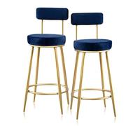 Set di 2 sgabelli da bancone per cucina a isola, sedie per la colazione con schienale e gambe in metallo dorato, ideali per cene a casa, altezza 65,6 cm