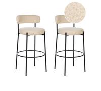 Beliani Set di 2 sgabelli da bar Boucle Steel con gambe nere senza braccioli Sedute per sala da pranzo color beige chiaro