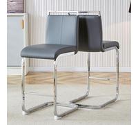 Set di 2 sgabelli da bar cantilever con maniglia, altezza della seduta 63,5 cm, resistenti al ribaltamento e stabili, in pelle PU, con poggiapiedi e effetto oscillante, per isola da cucina, cucina e