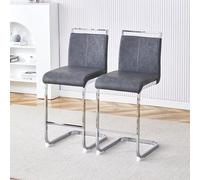 Set di 2 sgabelli da bar cantilever con maniglia, altezza della seduta 63,5 cm, resistenti al ribaltamento e stabili, in pelle PU, con poggiapiedi e effetto oscillante, per isola da cucina, cucina e