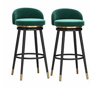 Set di 2 sgabelli da bar girevole per la fattoria con retro, sedie da banco imbottite a 360 ° in velluto, gambe in metallo dorato, blu, 75,53 pollici) ideali per cucina e barretta per la colazione
