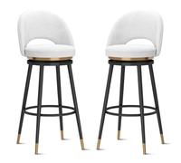 Set di 2 sgabelli da bar, girevoli a 360°, altezza bancone, colore bianco | Set di 2 sgabelli da bar ad altezza bancone con rotazione a 360° per facilitare il movimento e l'accesso, finitura bianca