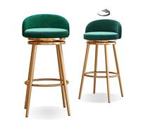 Set di 2 sgabelli da bar girevoli a 360° con schienale e poggiapiedi, altezza 65 cm, sedie da cucina, design moderno, colore: nero (verde oro), design moderno per casa e cucina