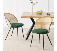 Set di 2 sgabelli da bar girevoli a 360° in rattan, alti 66 cm, con gambe in metallo, sedia moderna Mid Century da cucina, sgabelli da bar imbottiti per esterni