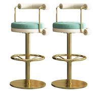 Set di 2 sgabelli da bar girevoli a 360°, in velluto, con schienale e poggiapiedi, per sala da pranzo e cucina