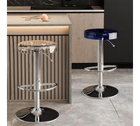 Set di 2 sgabelli da bar girevoli, altezza bancone, sedie moderne regolabili senza braccioli per isola cucina (trasparente + blu, taglia unica