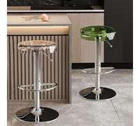 Set di 2 sgabelli da bar girevoli, altezza bancone, sedie moderne regolabili senza braccioli per isola cucina (trasparente + verde, taglia unica