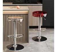 Set di 2 sgabelli da bar girevoli, altezza bancone, sedie moderne regolabili senza braccioli per isola cucina (trasparente + rosso, taglia unica