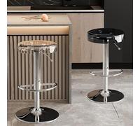 Set di 2 sgabelli da bar girevoli, altezza bancone, sedie moderne regolabili senza braccioli per isola cucina (trasparente + nero, taglia unica