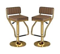 Set di 2 sgabelli da bar girevoli, altezza da bancone, regolabili in pelle | Set di 2 sgabelli da bar girevoli con schienale, in pelle moderna e regolabile, per isola della cucina