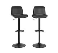 Set di 2 sgabelli da bar girevoli in pelle PU, sedie da bar moderne regolabili, sgabelli da bar con altezza da bancone con schienale, per isola da cucina, nero