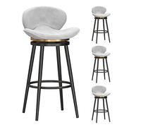 Set di 2 sgabelli da bar girevoli in velluto, per cucina, pub e bistrot, design elegante con schienale basso, gambe e poggiapiedi in metallo resistenti, perfetti per l'arredamento moderno della casa