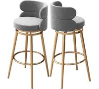 Set di 2 sgabelli da bar girevoli moderni con schienale alto, imbottiti in velluto, ideali per la colazione, la cucina, il bancone e con poggiapiedi dorato, perfetti per isole e pub.