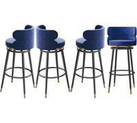 Set di 2 sgabelli da bar girevoli moderni con schienale alto, imbottiti in velluto, ideali per la colazione, la cucina, il bancone e con poggiapiedi dorato, perfetti per isole e pub.