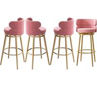 Set di 2 sgabelli da bar girevoli moderni con schienale alto, imbottiti in velluto, ideali per la colazione, la cucina, il bancone e con poggiapiedi dorato, perfetti per isole e pub.