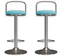 Set di 2 sgabelli da bar girevoli moderni, regolabili, colore azzurro, perfetti per cucina, sala da pranzo, salone di bellezza, altezza 65-80 cm, con poggiapiedi e base rotonda.