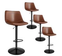Set di 2 sgabelli da bar girevoli regolabili con schienale e poggiapiedi, moderni sgabelli da cucina in metallo, colore marrone, perfetti per sala da pranzo o decorazione per bar di casa
