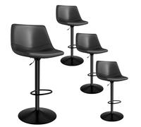 Set di 2 sgabelli da bar girevoli regolabili con schienale e poggiapiedi, struttura moderna in metallo nero, perfetti per cucina, sala da pranzo, casa, mobili da bar