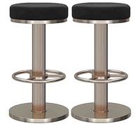 Set di 2 sgabelli da bar girevoli regolabili in velluto con schienale scoperto e poggiapiedi rotondo, base moderna in metallo argentato, per saloni di bellezza, casa e ristorante