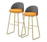 Set di 2 sgabelli da bar imbottiti in poliuretano con schienale e poggiapiedi dorati, per sala da pranzo e cucina, perfetti per le isole della colazione,