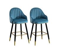 Set di 2 sgabelli da bar imbottiti in velluto con schienale, moderni sgabelli da bancone con struttura alta in metallo, per cucina a isola, sedie da pranzo alte 65/75 cm, mobili eleganti per la casa