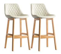 Set di 2 sgabelli da bar in legno massello con seduta imbottita in finta pelle, per arredamento moderno e rustico, mobili eleganti per cucina e sala da pranzo, comodi posti a sedere