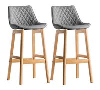 Set di 2 sgabelli da bar in legno massello con seduta imbottita in finta pelle per cucina, isola sala da pranzo e bar di casa, eleganti e mobili