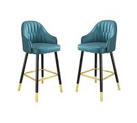 Set di 2 sgabelli da bar in similpelle con gambe in metallo nero per | Set di 2 sgabelli da bar in similpelle con gambe in metallo nero, ideali per sedersi al bancone della cucina e facili da
