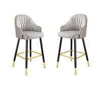 Set di 2 sgabelli da bar in similpelle con gambe in metallo nero per | Set di 2 sgabelli da bar in similpelle con gambe in metallo nero, ideali per sedersi al bancone della cucina e facili da