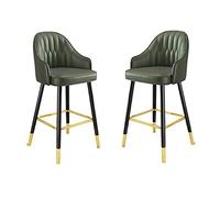 Set di 2 sgabelli da bar in similpelle con gambe in metallo nero per | Set di 2 sgabelli da bar in similpelle con gambe in metallo nero, ideali per sedersi al bancone della cucina e facili da
