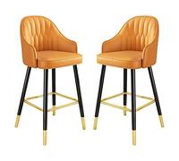 Set di 2 sgabelli da bar in similpelle con gambe in metallo nero per | Set di 2 sgabelli da bar in similpelle con gambe in metallo nero, ideali per sedersi al bancone della cucina e facili da