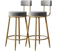 Set di 2 sgabelli da bar in velluto con schienale, altezza bancone per cucina o bar