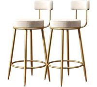 Set di 2 sgabelli da bar in velluto con schienale, altezza bancone per cucina o bar