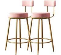 Set di 2 sgabelli da bar in velluto con schienale, altezza bancone per cucina o bar