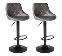 Set di 2 sgabelli da bar in velluto grigio ROBIN