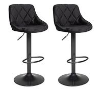 Set di 2 sgabelli da bar in velluto nero ROBIN