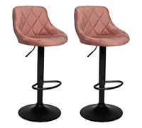 Set di 2 sgabelli da bar in velluto rosa ROBIN
