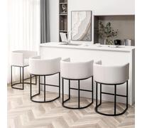 Set di 2 sgabelli da bar moderni con schienale, strutture in metallo nero, sgabelli da bar imbottiti per cucina, pub, club, colore: nero