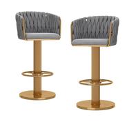 Set di 2 sgabelli da bar moderni in velluto dorato - Set di 2 sedie girevoli regolabili con schienale, eleganti sgabelli da cucina in tessuto, per casa, pub e sala da pranzo