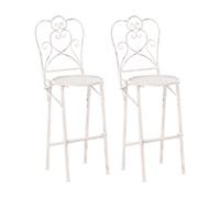Beliani Set di 2 sedie da bar pieghevoli da giardino in metallo anticato Shabby Chic Beige Chiaro