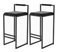 Set di 2 sgabelli da bar per sgabelli da bar per famiglie, sedie industriali altezza 82/92 cm, sedie da pub con poggiapiedi e schienale, sgabelli imbottiti di flanella per cucina per colazione e CAS