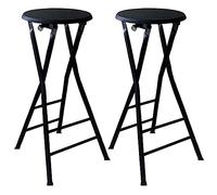 Set di 2 sgabelli da Bar Pieghevoli da 28 Pollici (Nero, Bianco), Altezza piegata: 37,4", seggiolone da Cucina Rotondo for Colazione, sgabelli da Bar Moderni da bancone (Color : A)