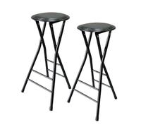 Set di 2 sgabelli da bar pieghevoli da 61 cm, per adulti, seggiolone, per feste, casa, ufficio, cucina, nero