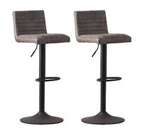 Set di 2 sgabelli da bar regolabili con schienale, girevoli a 360°, in pelle PU, con poggiapiedi, perfetti per bistrot, bar, ufficio, design moderno (grigio)