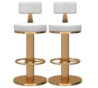 Set di 2 sgabelli da bar robusti con schienale basso girevole a 360°, altezza regolabile, poggiapiedi e base in metallo, ideali per isola cucina e zona pranzo (bianchi, 45-60 cm (17,7-23,6''